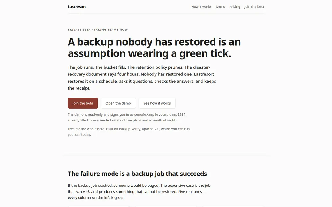 The lastresort.run landing page