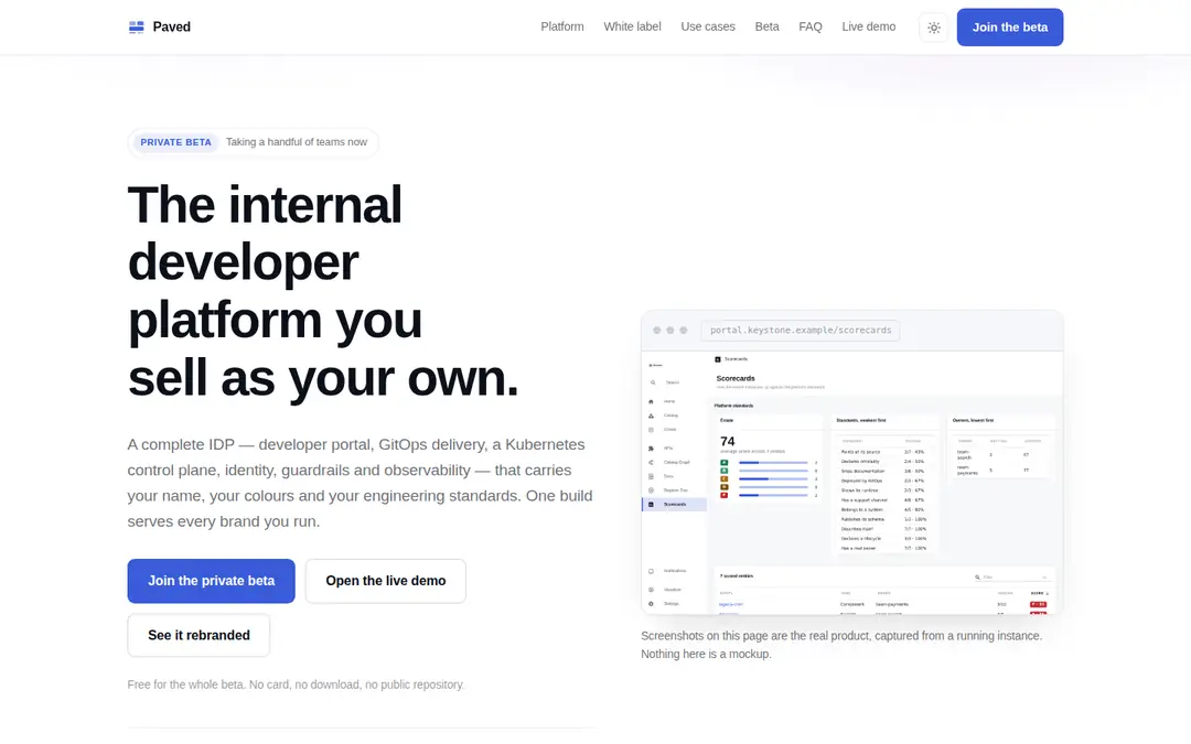 The paved.pro landing page