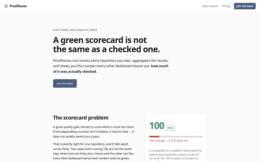 The proofhouse.cloud landing page